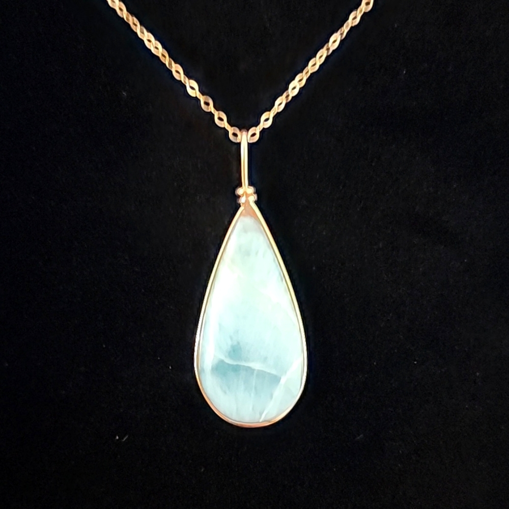 Handmade Larimar Teardrop GF Necklace